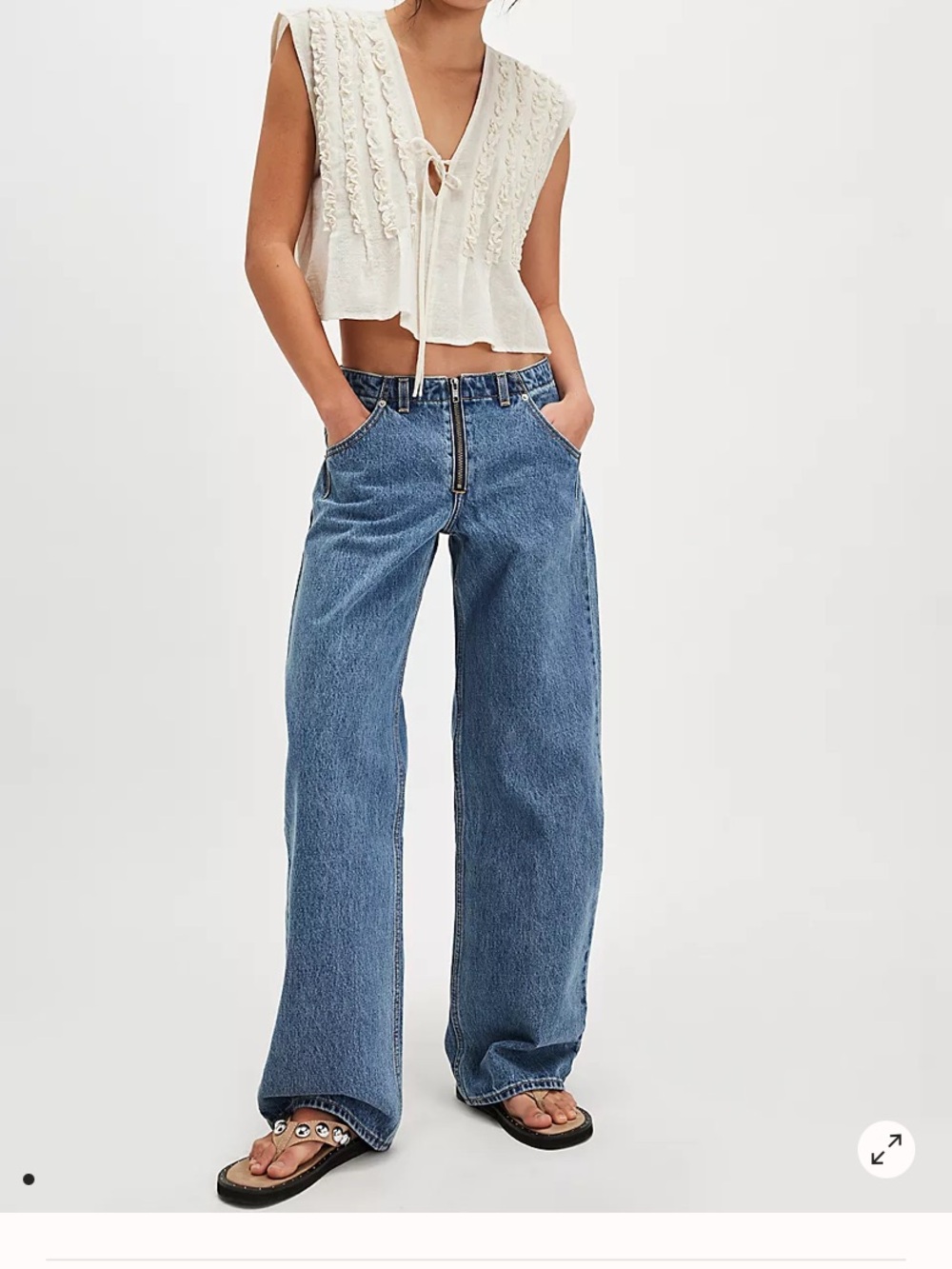 Anthropology Levi's Medium Blue Wide-Leg Denim Jeans